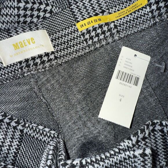 Anthropologie Maeve Women’s Houndstooth Pleated Wide Leg Trousers Size 4 NWT - Picture 5 of 6